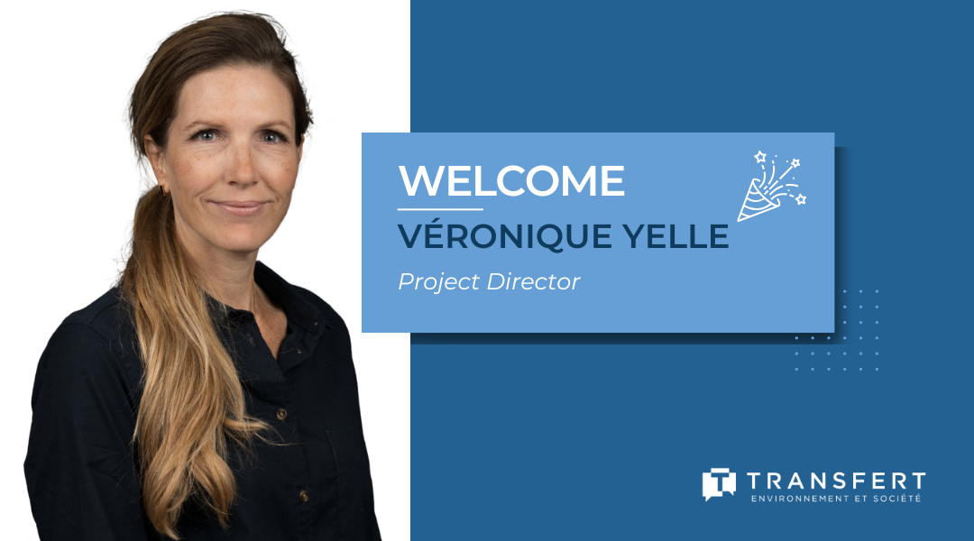 Véronique Yelle's professionnal portrait on a visual, which reads Welcome